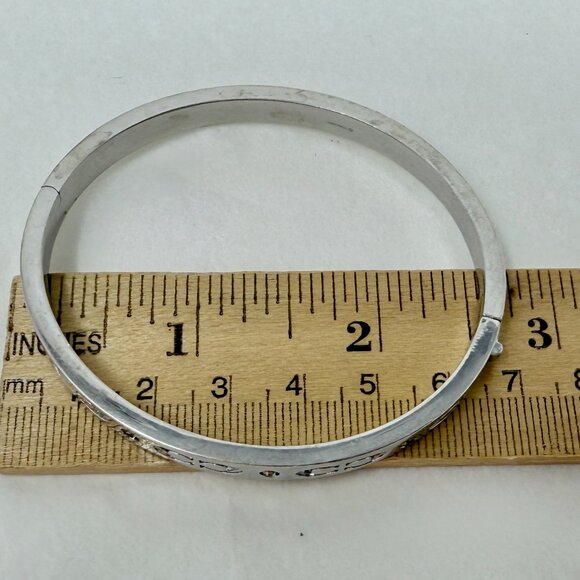 authentic Coach Signature “C” Hinged Bangle Bracelet, silver-tone metal - Picture 6 of 7